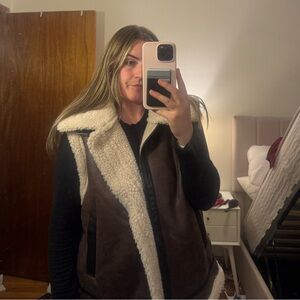 H&M Brown and Cream Teddy Jacket